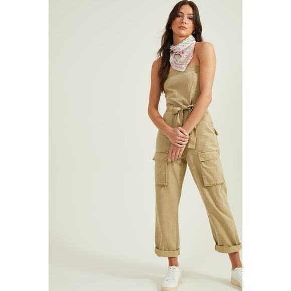 NWT Altar’d State Kensley Washed Cargo Jumpsuit in Washed Olive - Picture 1 of 9